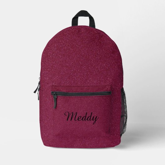 mit Monogramm rosa Glitzer Bedruckter Rucksack (Vorderseite)