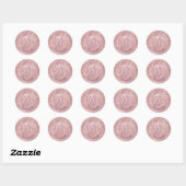 Mit Monogramm rosa Glitzer Dot Runder Aufkleber (Blatt)