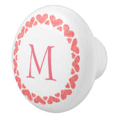 Mit Monogramm rosa Glitzer Herz Keramikknauf (Rechts)