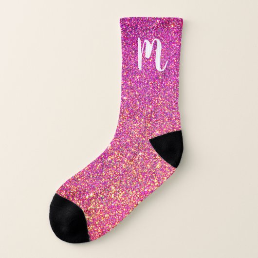 Mit Monogramm Rosa-Glitzer Socken (Links - Außen)