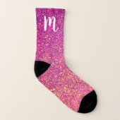 Mit Monogramm Rosa-Glitzer Socken (Rechts - Außen)