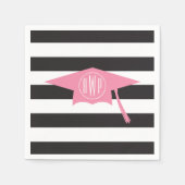 Mit Monogramm rosa Graduierungshülse + schwarze St Serviette (Vorderseite)