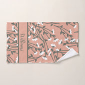 Mit Monogramm rosa, grüne Blume Badhandtuch Set (Handtuch)