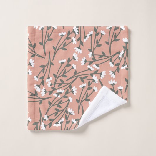 Mit Monogramm rosa, grüne Blume Badhandtuch Set (Waschlappen)