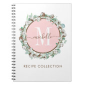 Mit Monogramm Rosa Grüne Blumenrezeptur Notizblock (Vorderseite)