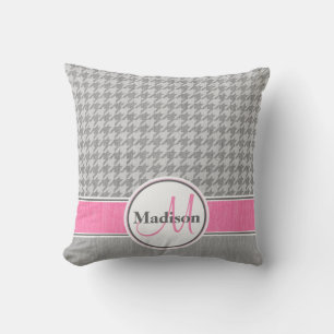 Mit Monogramm rosa Hahnentrittmuster Muster Kissen