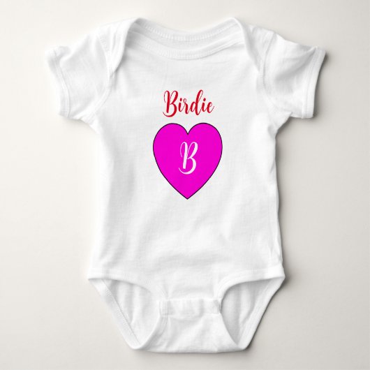 Mit Monogramm rosa Herz mit Namen - Niedliches Bab Baby Strampler (Vorderseite)