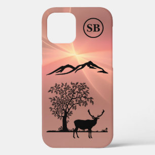 Mit Monogramm rosa Hirsch Apple iPhone 12 Fall Case-Mate iPhone Hülle