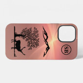 Mit Monogramm rosa Hirsch Apple iPhone 12 Fall Hülle (Rückseite (Horizontal))