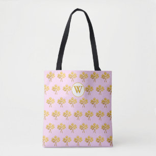 Mit Monogramm rosa Imitate Gold Rose Blütenfarben Tasche