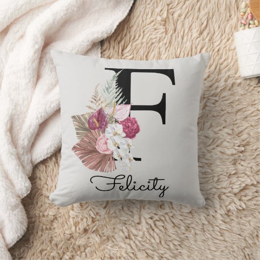 Mit Monogramm rosa Initial F Kissen (Decke)