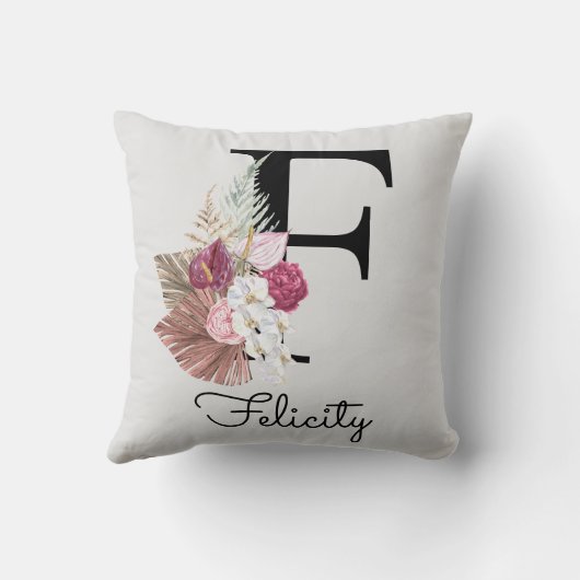 Mit Monogramm rosa Initial F Kissen (Rückseite)