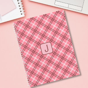 Mit Monogramm rosa Kariert Notizblock