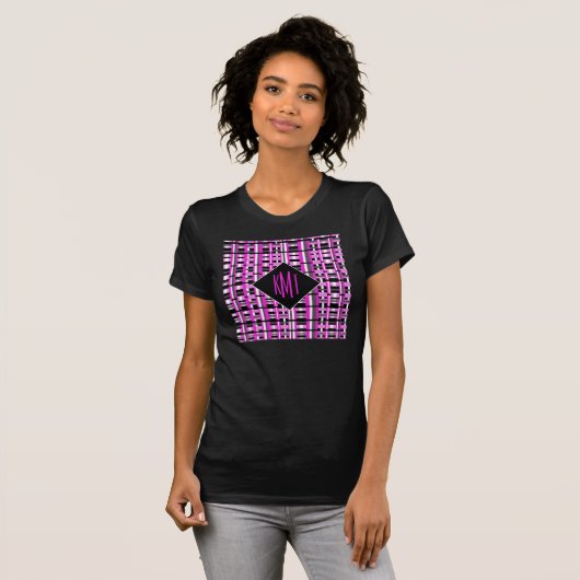 Mit Monogramm rosa Kariert T-Shirt (Vorne ganz)