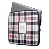 Mit Monogramm rosa Kariertes Muster Laptopschutzhülle (Vorderseite Links)