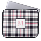 Mit Monogramm rosa Kariertes Muster Laptopschutzhülle (Vorderseite)