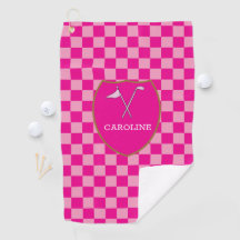 Mit Monogramm Rosa Karo & Golf Club & Flag Golf To