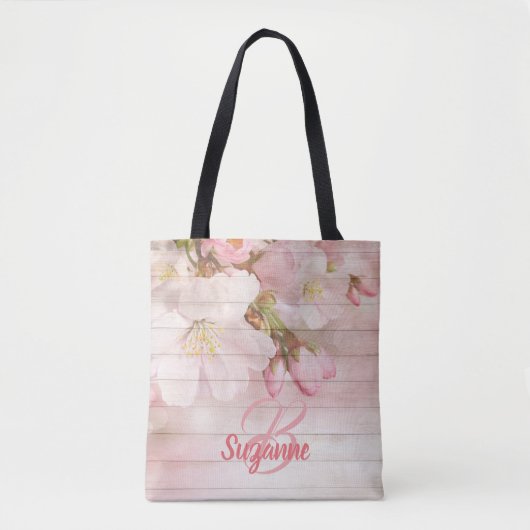 Mit Monogramm Rosa Kirschblüten, gürtelartig paste Tasche (Vorderseite)