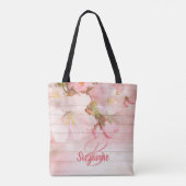 Mit Monogramm Rosa Kirschblüten, gürtelartig paste Tasche (Rückseite)