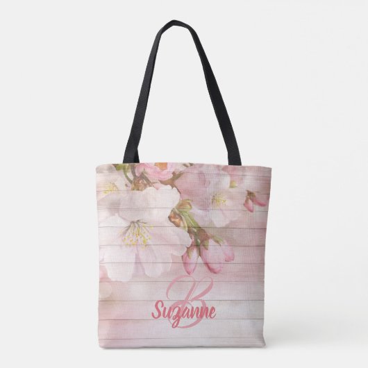 Mit Monogramm Rosa Kirschblüten, gürtelartig paste Tasche (Rückseite)