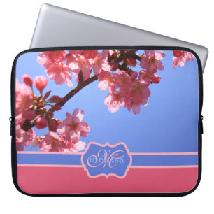 Mit Monogramm rosa Kirschblüten Yokohamas Laptopschutzhülle