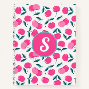 Mit Monogramm-rosa-Kirschen-Notebook Notizblock