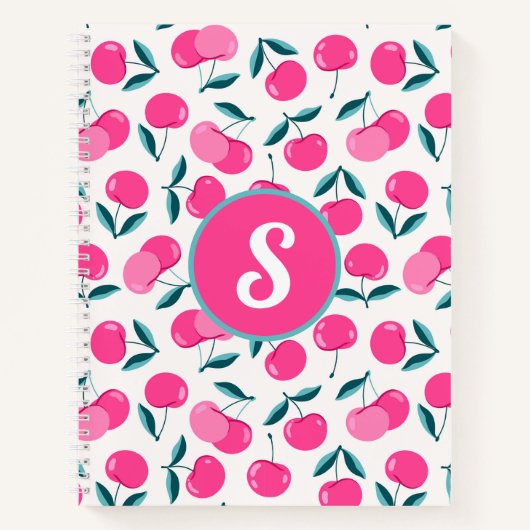 Mit Monogramm-rosa-Kirschen-Notebook Notizblock (Vorderseite)