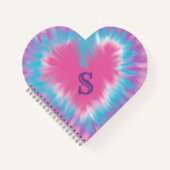 Mit Monogramm rosa Krawatte-Farbstoff Herz Spiral  Notizblock (Vorderseite)