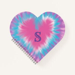 mit Monogramm rosa Krawatte-Farbstoff Herz Spiral  Notizblock