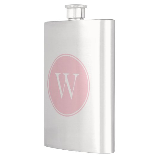 Mit Monogramm rosa Kreis mit Ring Flachmann (Links)