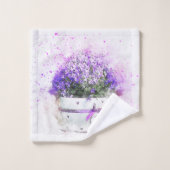 Mit Monogramm rosa Lavendel Floral Polka dot Badhandtuch Set (Waschlappen)