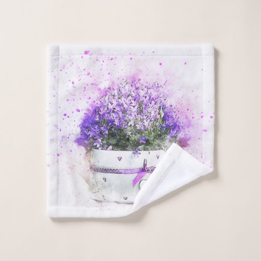 Mit Monogramm rosa Lavendel Floral Polka dot Badhandtuch Set (Waschlappen)