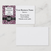 Mit Monogramm rosa Leoparddruckmuster und -logo Visitenkarte (Vorne/Hinten)