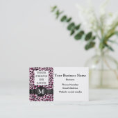 Mit Monogramm rosa Leoparddruckmuster und -logo Visitenkarte (Stehend Vorderseite)