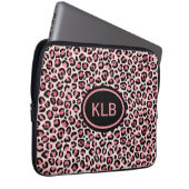 Mit Monogramm rosa Leopardenfarbe Laptopschutzhülle (Vorne Rechts)