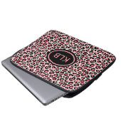 Mit Monogramm rosa Leopardenfarbe Laptopschutzhülle (Vorne Knopf)