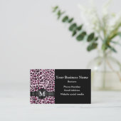 Mit Monogramm rosa Leopardenmuster Visitenkarte (Stehend Vorderseite)