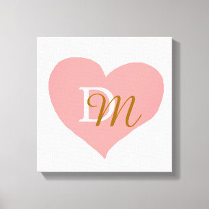 mit Monogramm rosa Liebe Leinwanddruck
