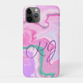 Mit Monogramm, rosa, Lila, Minze Grüne Marmorkunst Case-Mate iPhone Hülle (Rückseite)