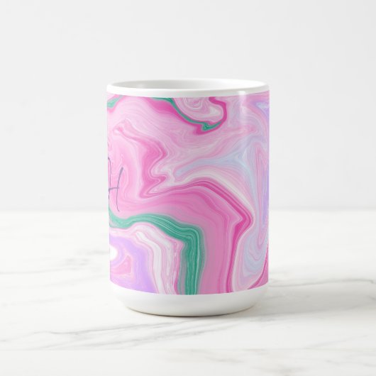 Mit Monogramm, rosa, Lila, Minze Grüne Marmorkunst Kaffeetasse (Mittel)