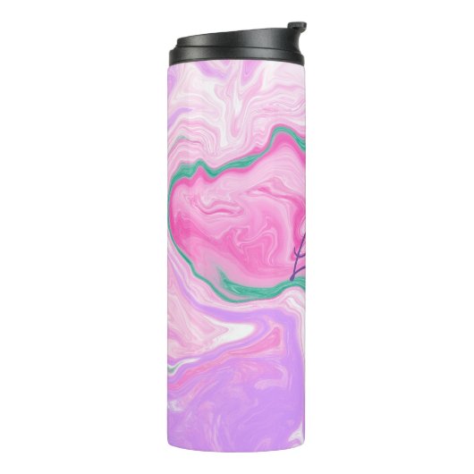 Mit Monogramm, rosa, Lila, Minze Grüne Marmorkunst Thermosbecher (Nach links gedreht)