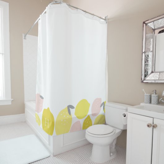 Mit Monogramm | rosa Limonade Duschvorhang (Beispiel)