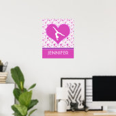 Mit Monogramm Rosa-Lots-Gymnastik Poster (Heimbüro)