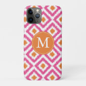 Mit Monogramm Rosa Mandarine Diamant Ikat-Muster Case-Mate iPhone Hülle (Rückseite)