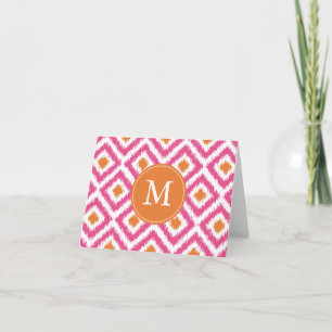 Mit Monogramm rosa Mandarine Diamonds Ikat Pattern