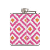 Mit Monogramm rosa Mandarine Diamonds Ikat Pattern Flachmann (Rückseite)