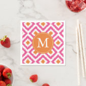 Mit Monogramm-Rosa-Mandarine Ikat-Muster Serviette (Beispiel)