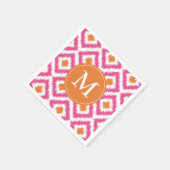 Mit Monogramm-Rosa-Mandarine Ikat-Muster Serviette (Ecke)