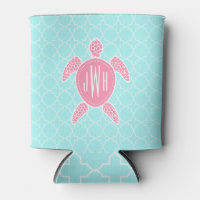 Mit Monogramm Rosa Meeresschildkröte + blaue Quatr