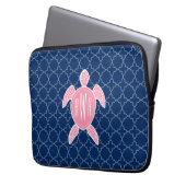 mit Monogramm Rosa-Meeresschildkröte Laptopschutzhülle (Vorderseite Links)